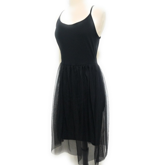 Topshop Simple Black Tulle Overlay Womens Slip Dress Size 6 - Picture 9 of 12